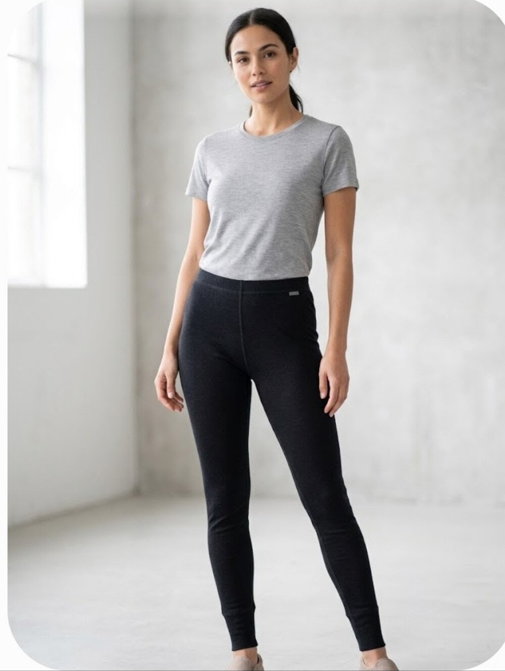 Oeko-Tex Meriwool Layers Black Base Layer Lightweight Thermal Bottom